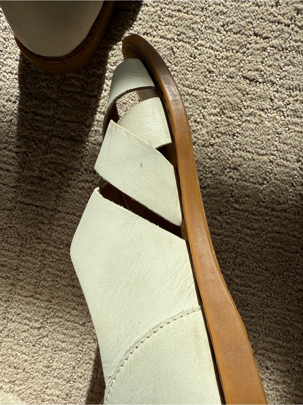 Born Ithaca Cream White Leather Sandals - Picture 4 of 6